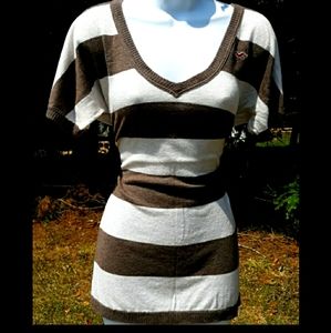 Brown & Cream Striped Top by Hollister